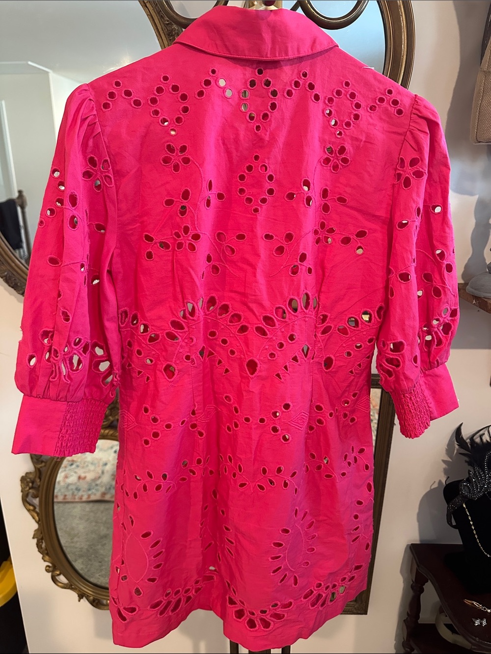 By Anthropologie Embroidered Button-Front Mini Shirtdress. Size Small - Picture 6 of 8
